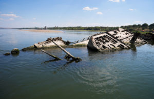 Sharp drop in water level reveals historical warships